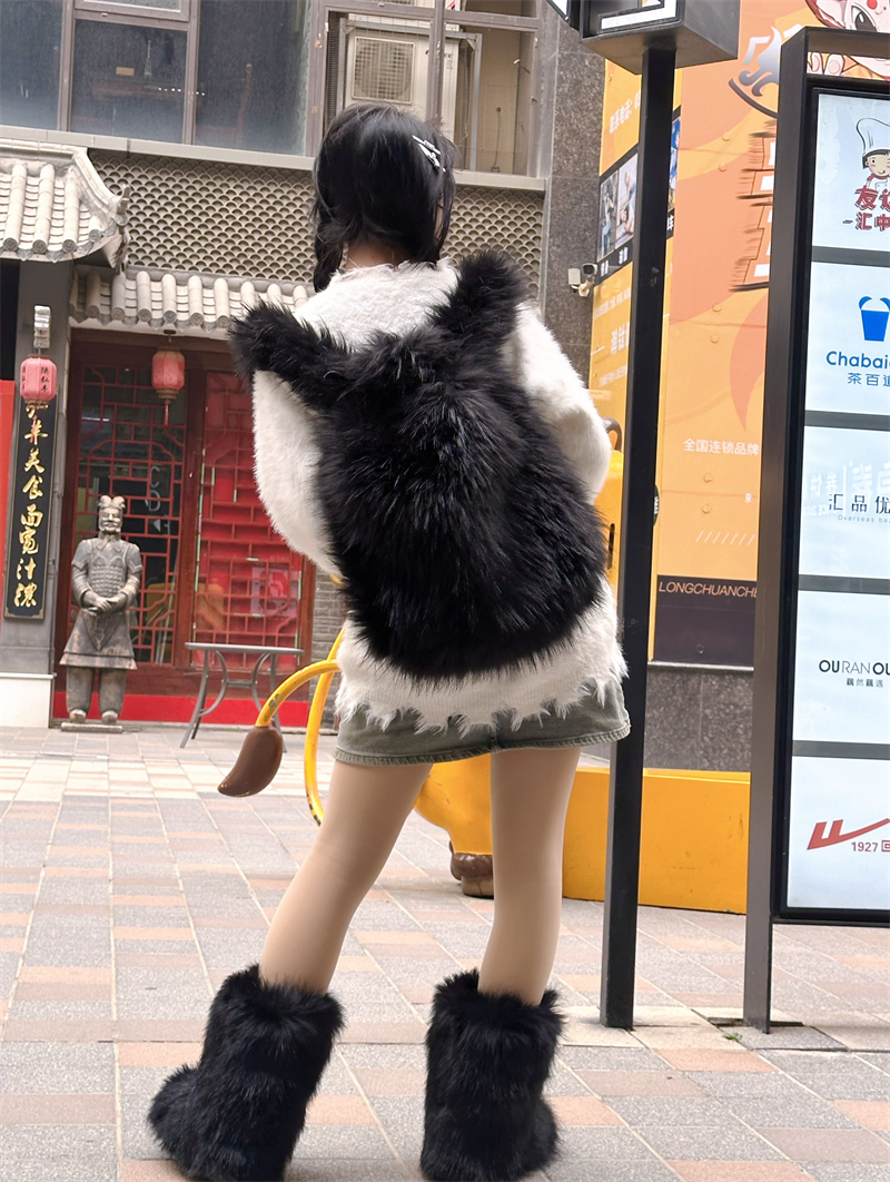 Mini Backpack Women - Y2K Faux Fur Leopard Women Backpack