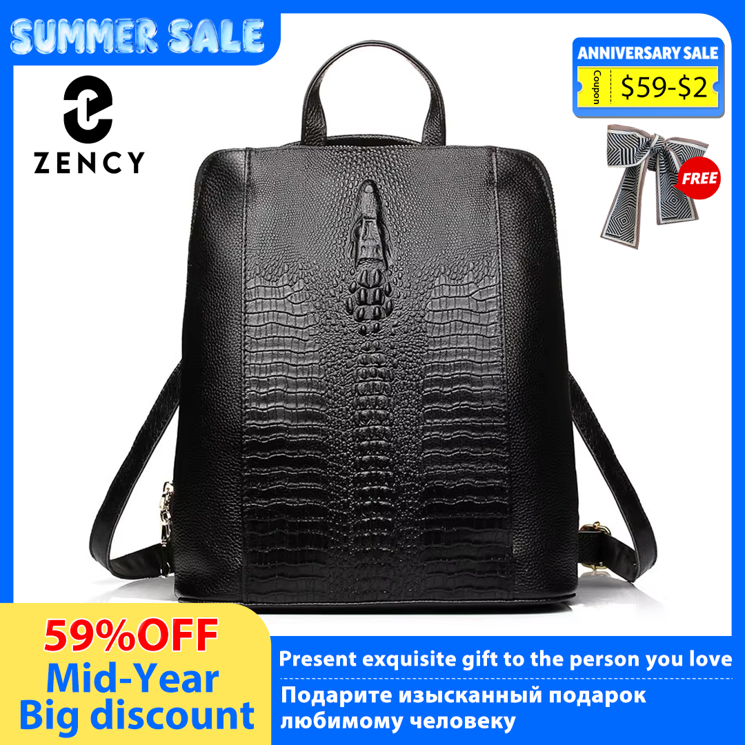 Mini Backpack Women - Zency Women's Crocodile Leather Backpack 100%