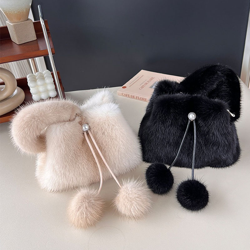 Y2K Real Mink Fur Handbag Wome - Doctor Bag Leather recension och pris