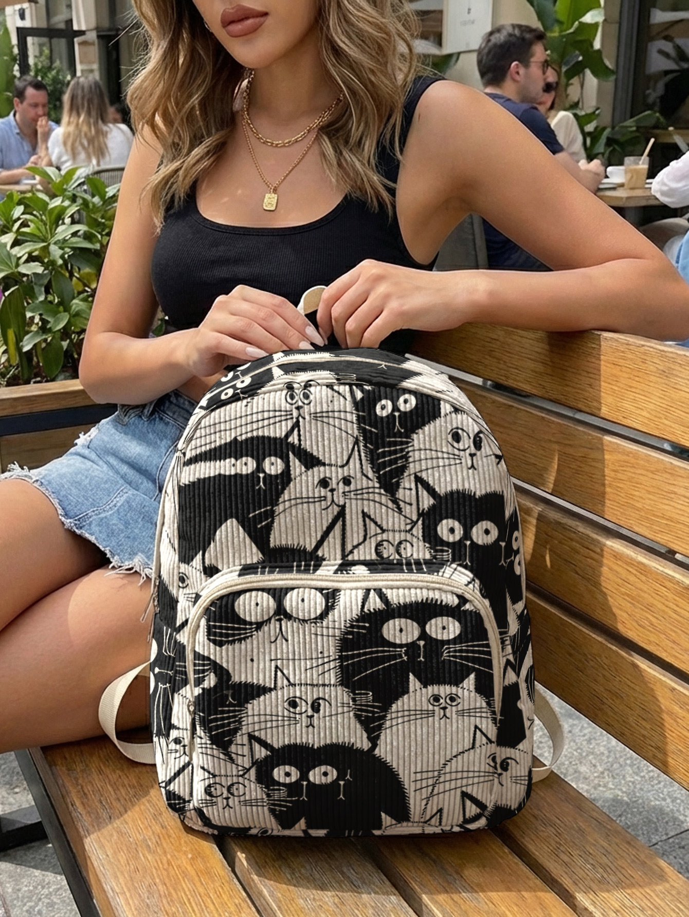 Black & White Cartoon Cats All - Women Bags White recension och pris