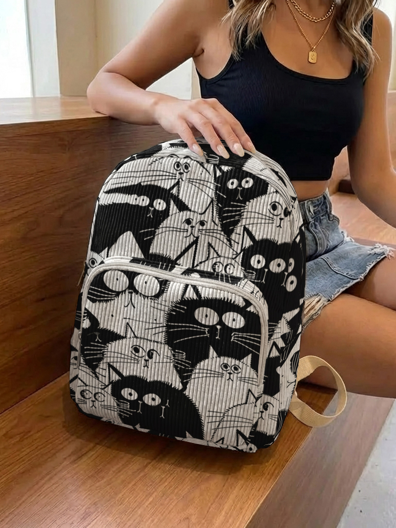 Black & White Cartoon Cats All - Women Bags White recension och pris