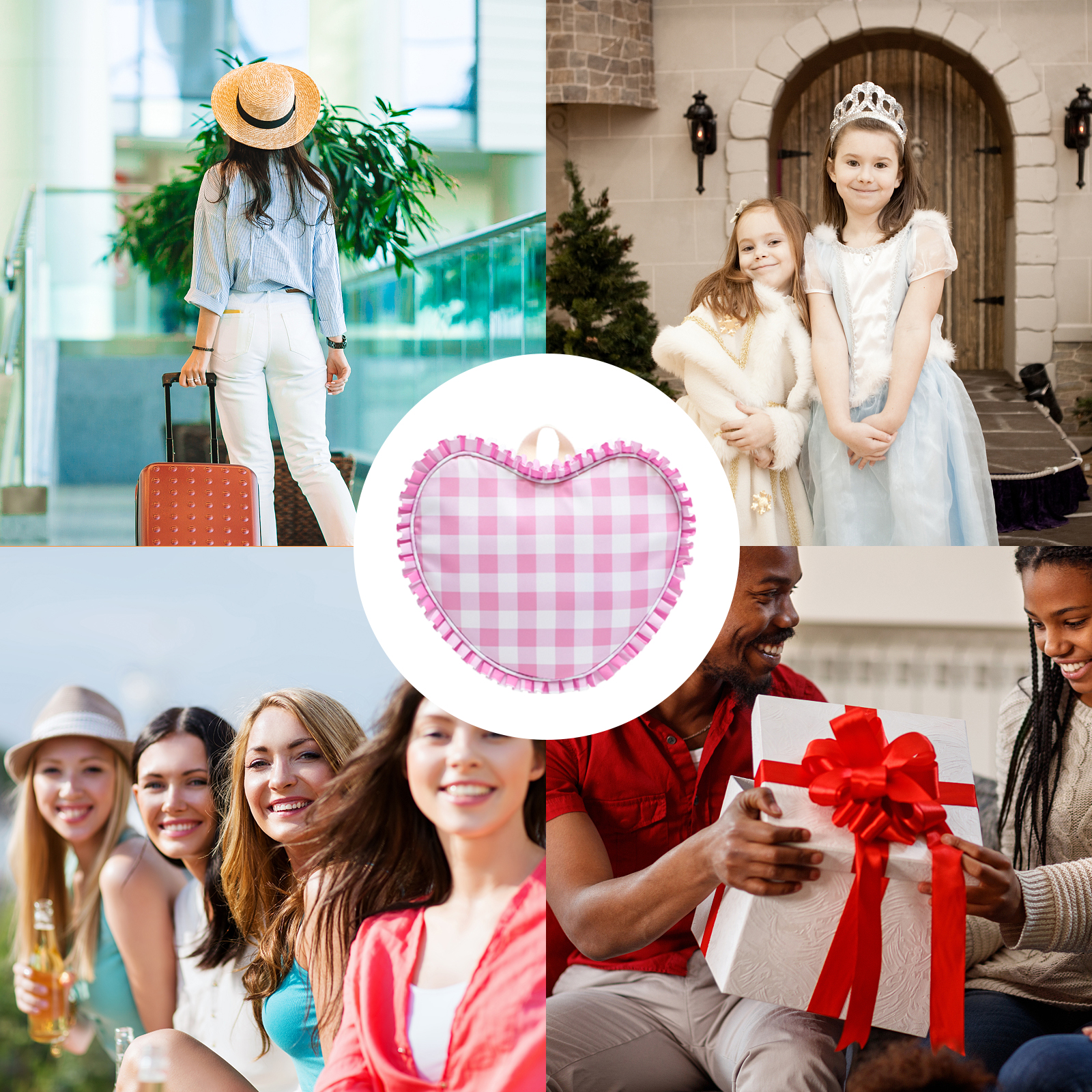 Ruffle Heart Shape Backpack Fa - Women Bags White recension och pris