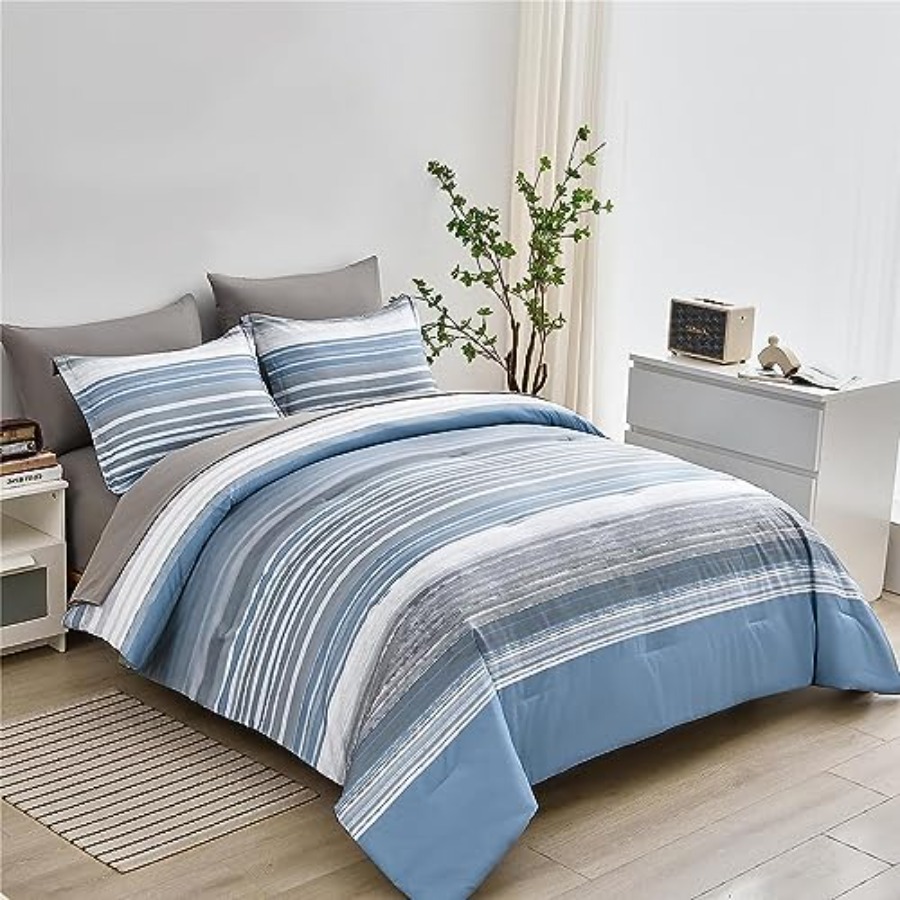 5 Pcs Bed in a Bag Stripe Comf - Women Bags White recension och pris