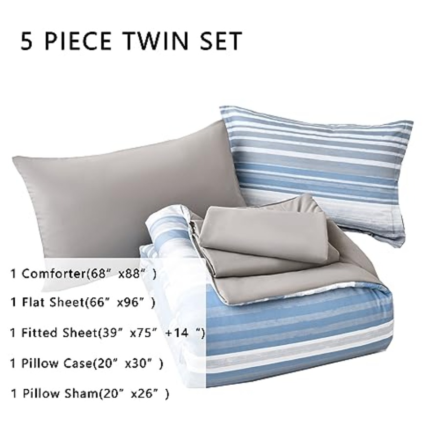 5 Pcs Bed in a Bag Stripe Comf - Women Bags White recension och pris