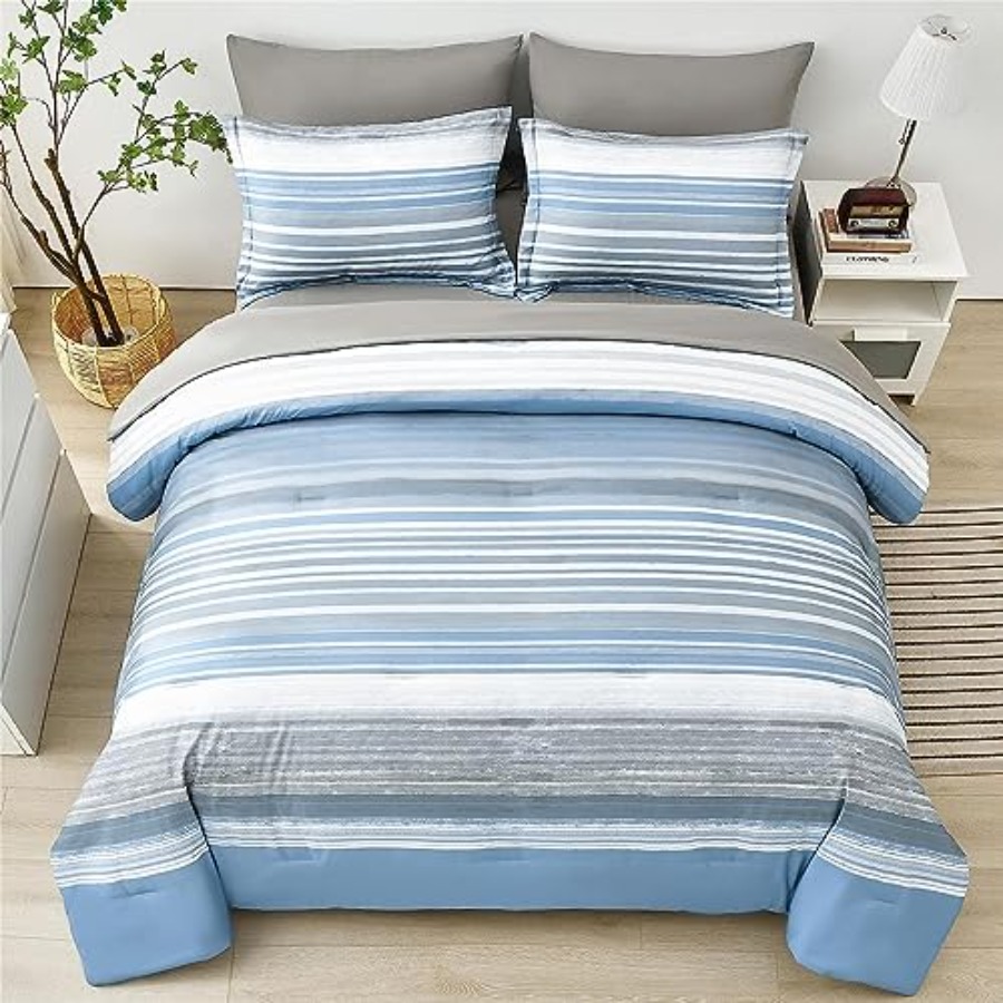 5 Pcs Bed in a Bag Stripe Comf - Women Bags White recension och pris